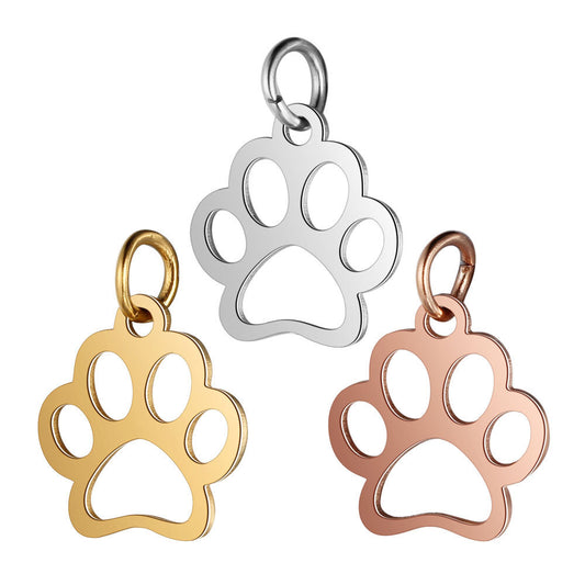 Titanium Steel Polished Laser Cut Animal Dog Paw Jewelry Diy Pendant