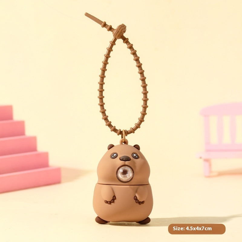 Groundhog Squeezing Toy Bubble Blowing Car Keychain Pendant