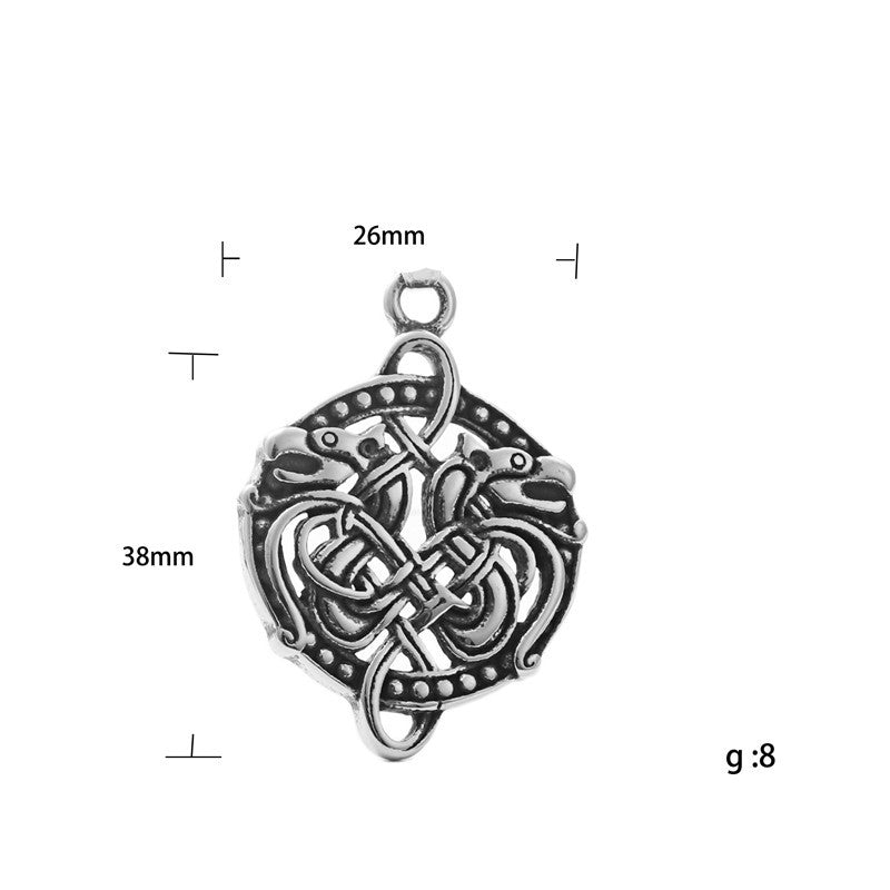 European And American Jewelry Titanium Steel Double Headed Divine Dragon Pendant