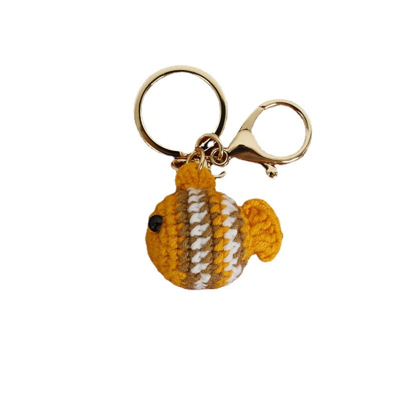 Creative Hand Crocheted Clownfish Pendant Keychain