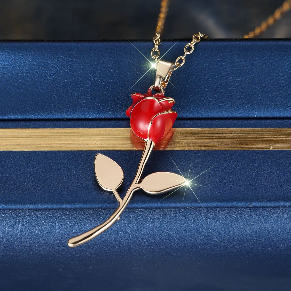 European And American Ins Imitation Champagne Gold Rose Necklace Women's Retro Fashion High-grade Light Luxury Jewelry