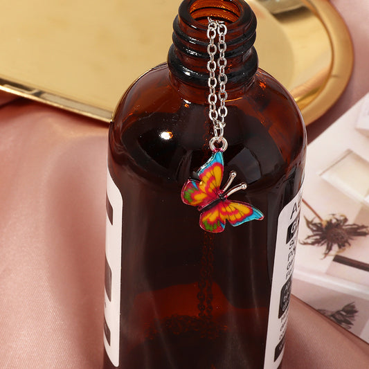 Popular Fashion Color Butterfly Necklace Retro Butterfly Necklace