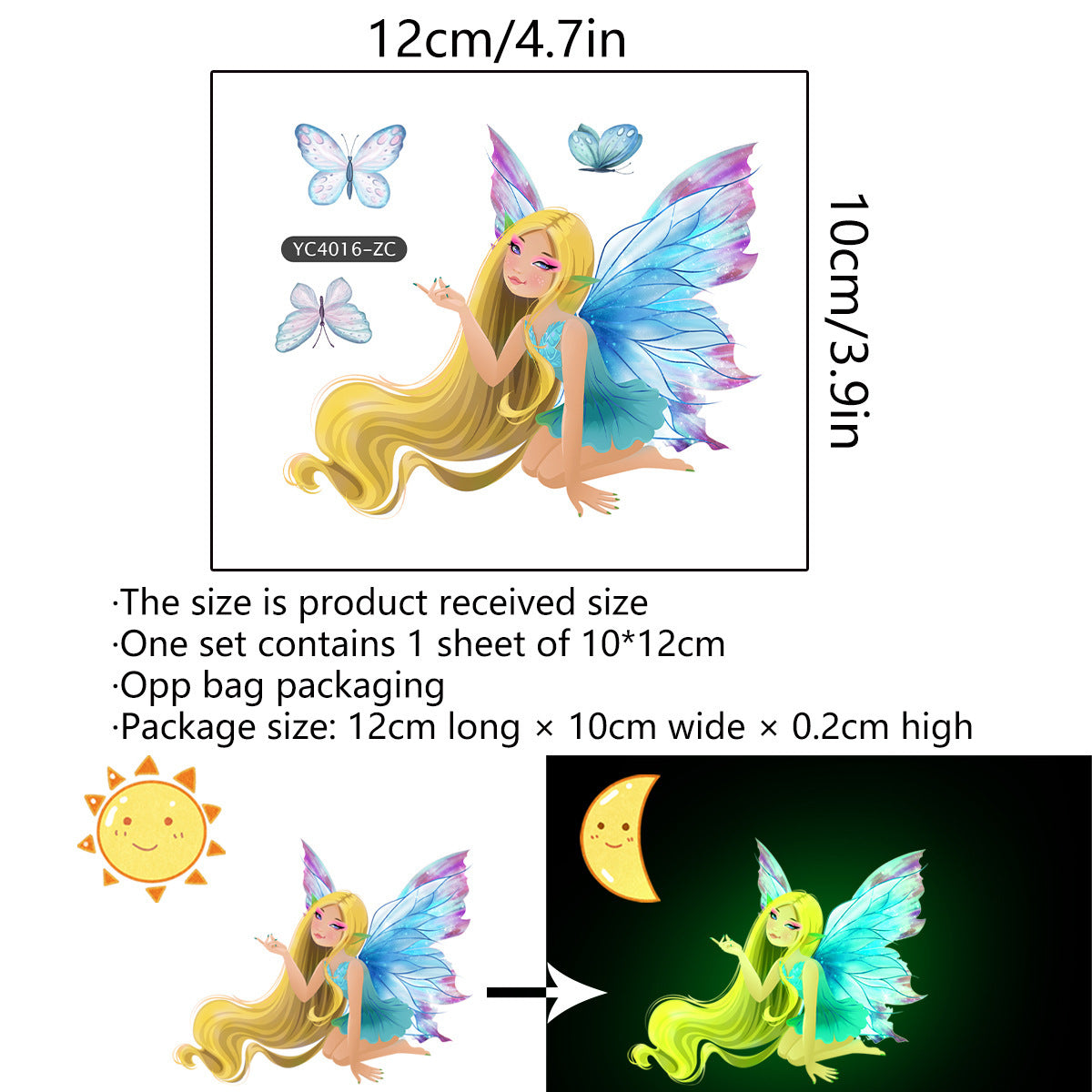 Luminous FARCENT Mermaid Butterfly Wall Sticker Fluorescence Sticker