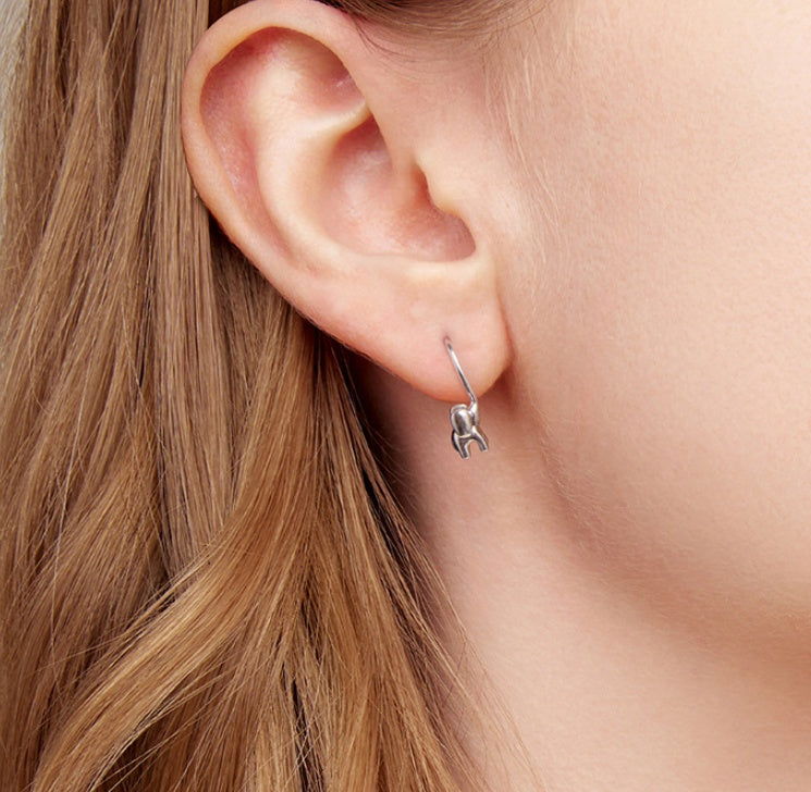 Silver New Animal Elephant S925 Pure Silver Ear Hook Simple Cute Animal Lucky Earrings