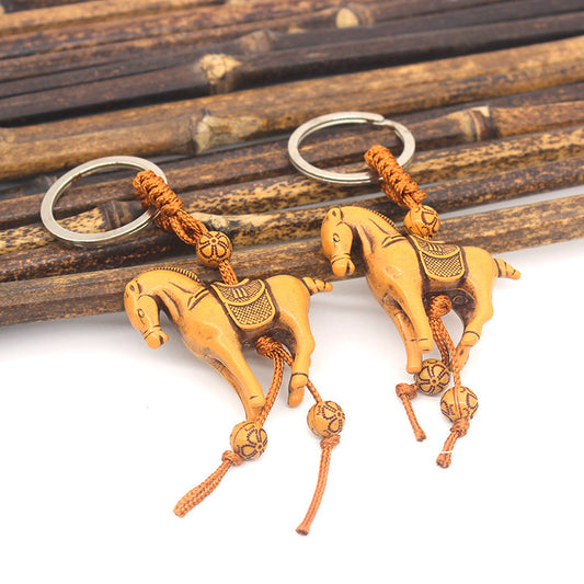 Cartoon Wooden Horse Turtle Elephant Key Chain