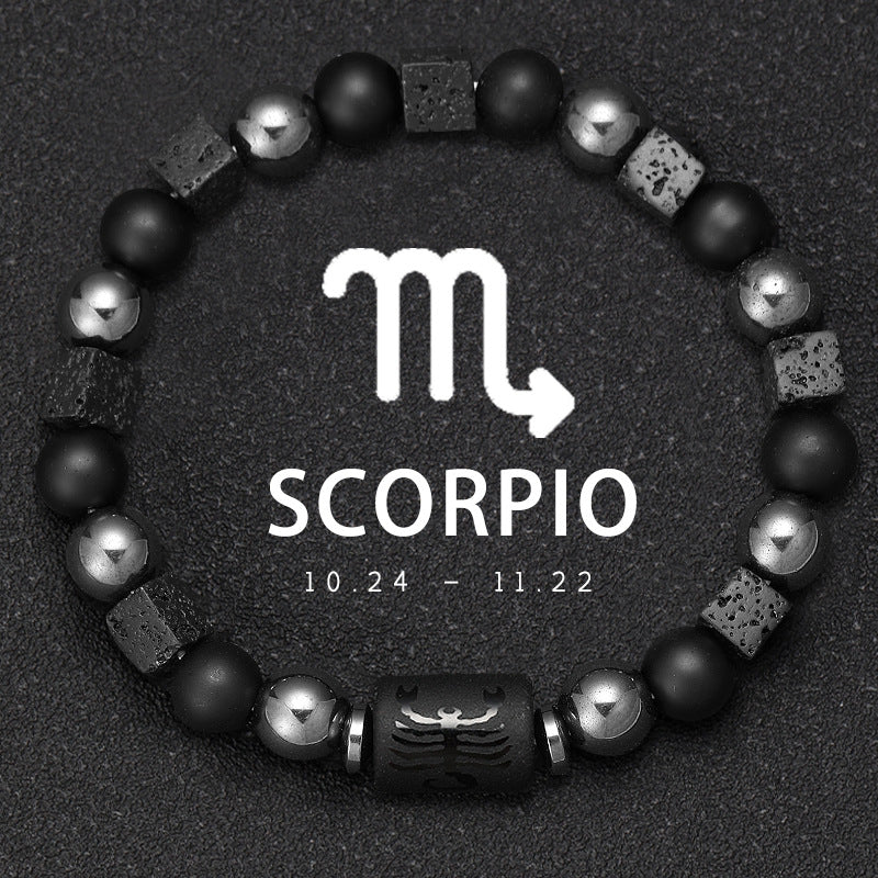 Twelve Zodiac Bracelet Couples Volcanic Stone Handmade Beaded Bracelet Accessory