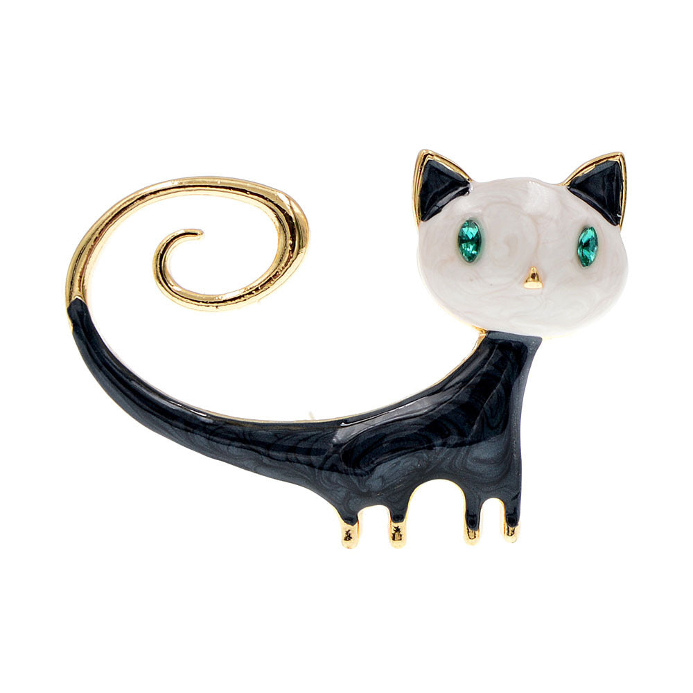 Fashion Personalized Painted Tailing Up Kitty Brooch