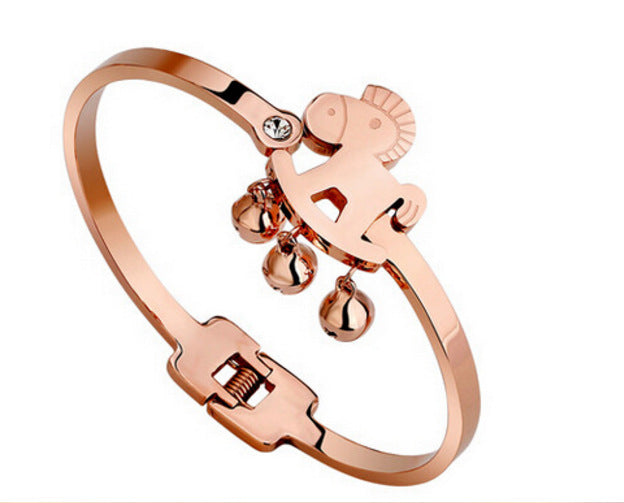 Simple Personality Horse Smooth Diamond Titanium Steel Bracelet