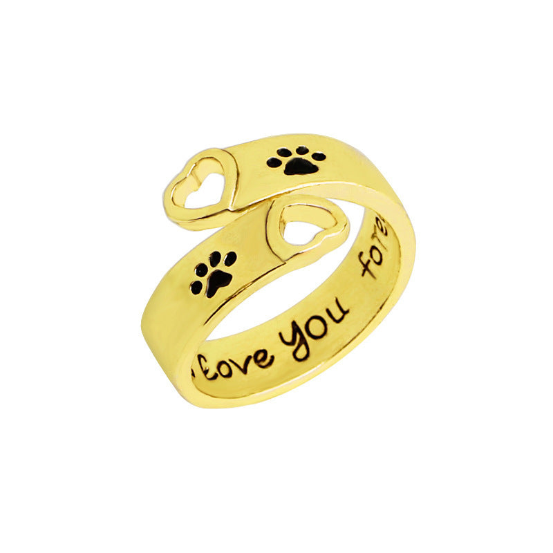 Love dog paw hollow ring