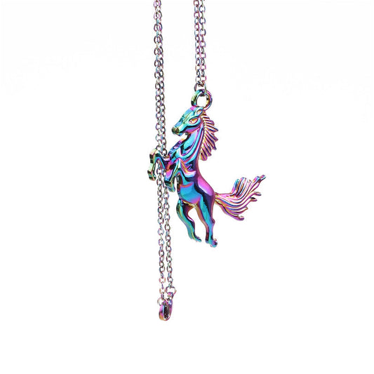 Galloping Horse Pendant Necklace Sweater Chain
