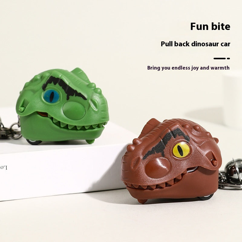 Creative Bite Finger Dinosaur Head Pull Back Car Keychain Pendant