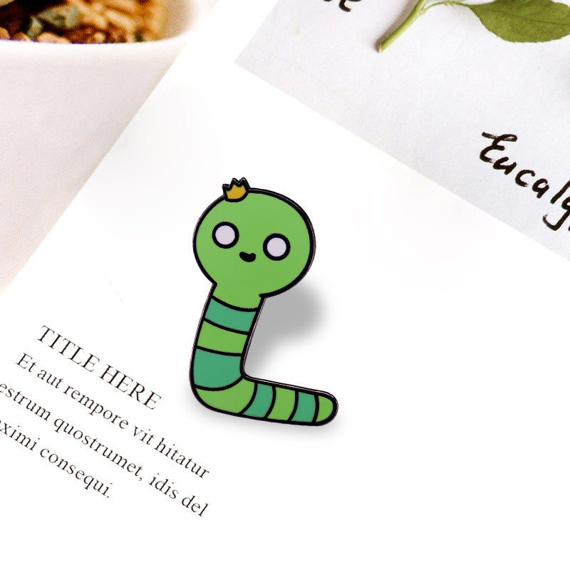 Cute Cartoon Green Worm Brooch Adventure