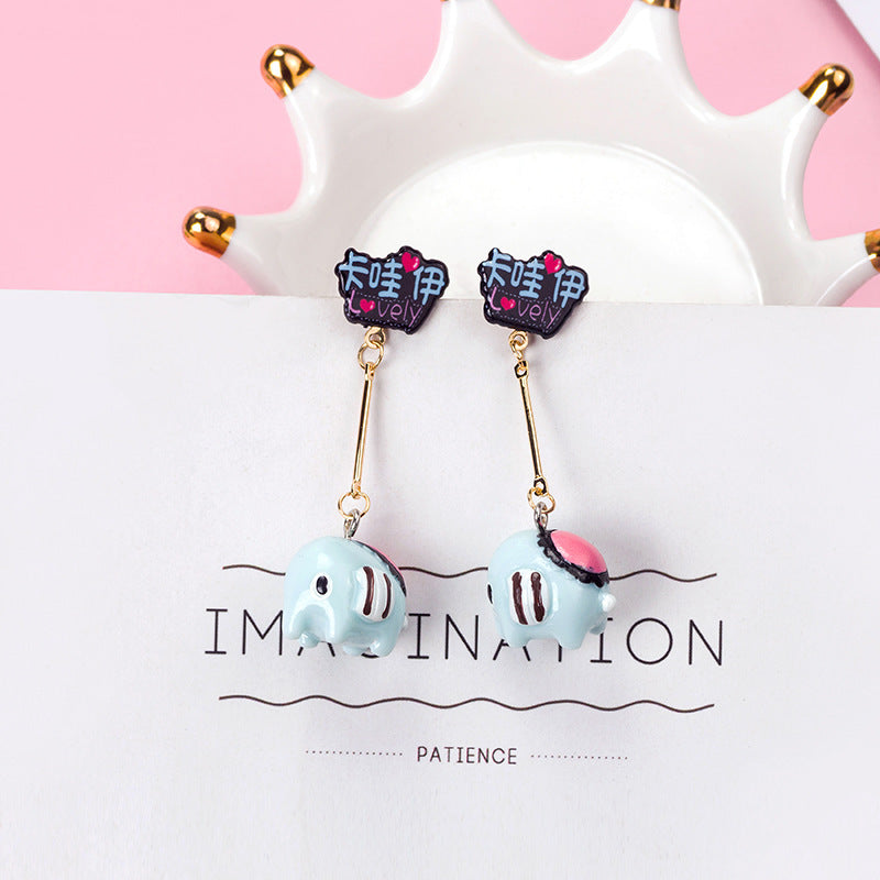 Handmade Acrylic Children'S Fun Animal Long Earrings