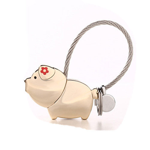 Kissing pig couple keychain