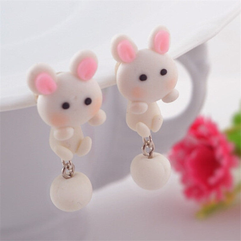 Animal Soft Clay Earrings Cute Cartoon Handmade Earrings