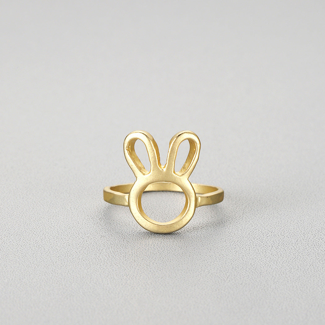 Alloy Hollow Cute Rabbit Animal Food Ring Ring Tail Ring