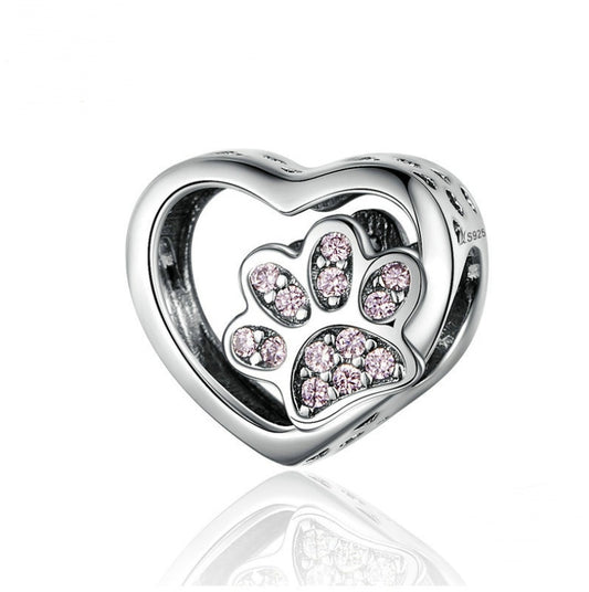 Heart shaped cat paw print beads