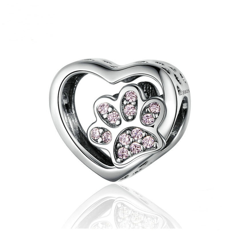 Heart shaped cat paw print beads