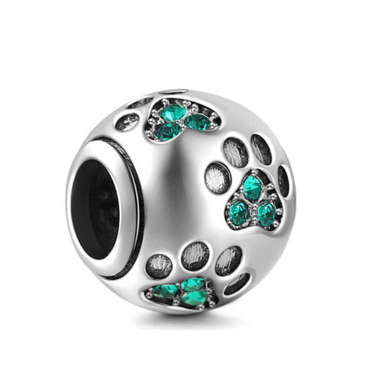 S925 sterling silver paw print diy bracelet accessories