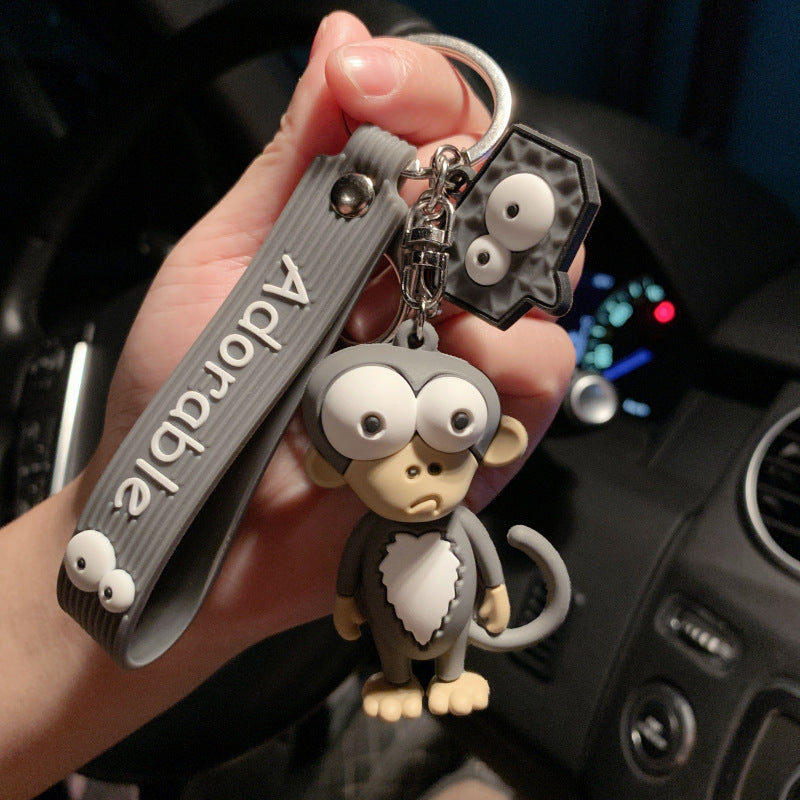 new ugly cute big eye bull keychain cute elephant key chain silicone cartoon animal keyring bag pendant pendant