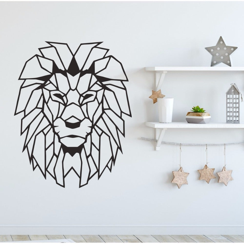 Geometric Design Animal Lion Head Wall Sticker For Home Decoration