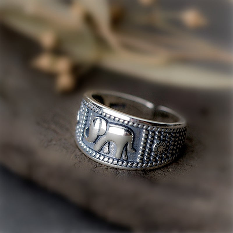 Elephant Ring Vintage Totem Distressed Animal Ring
