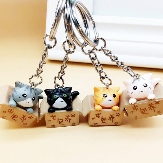 Cartoon Kitten Keychain Pendant PVC Request to Raise Cat Bag Pendant