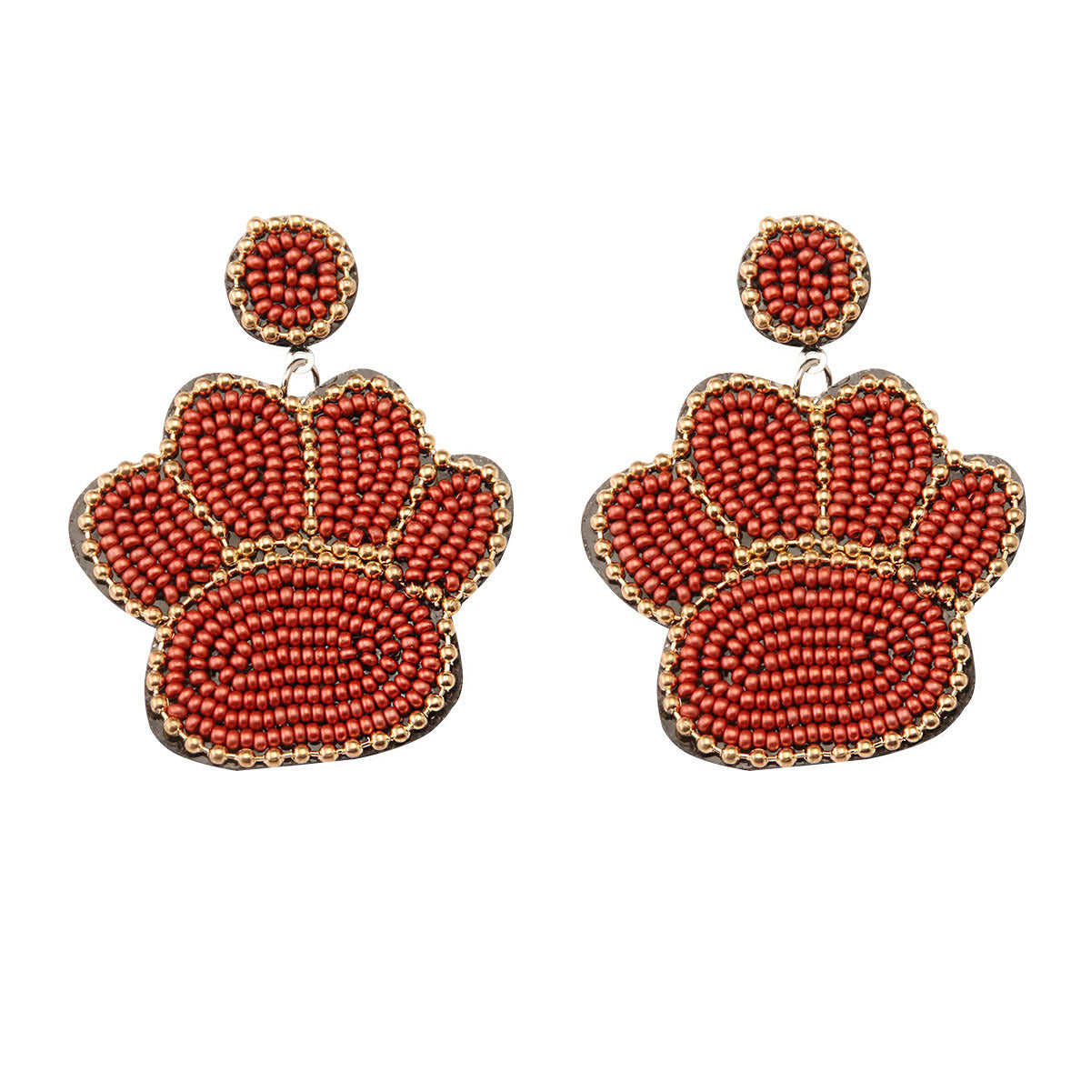 Handmade Fashion Creative DIY Bead Dog Paw Prints Earrings