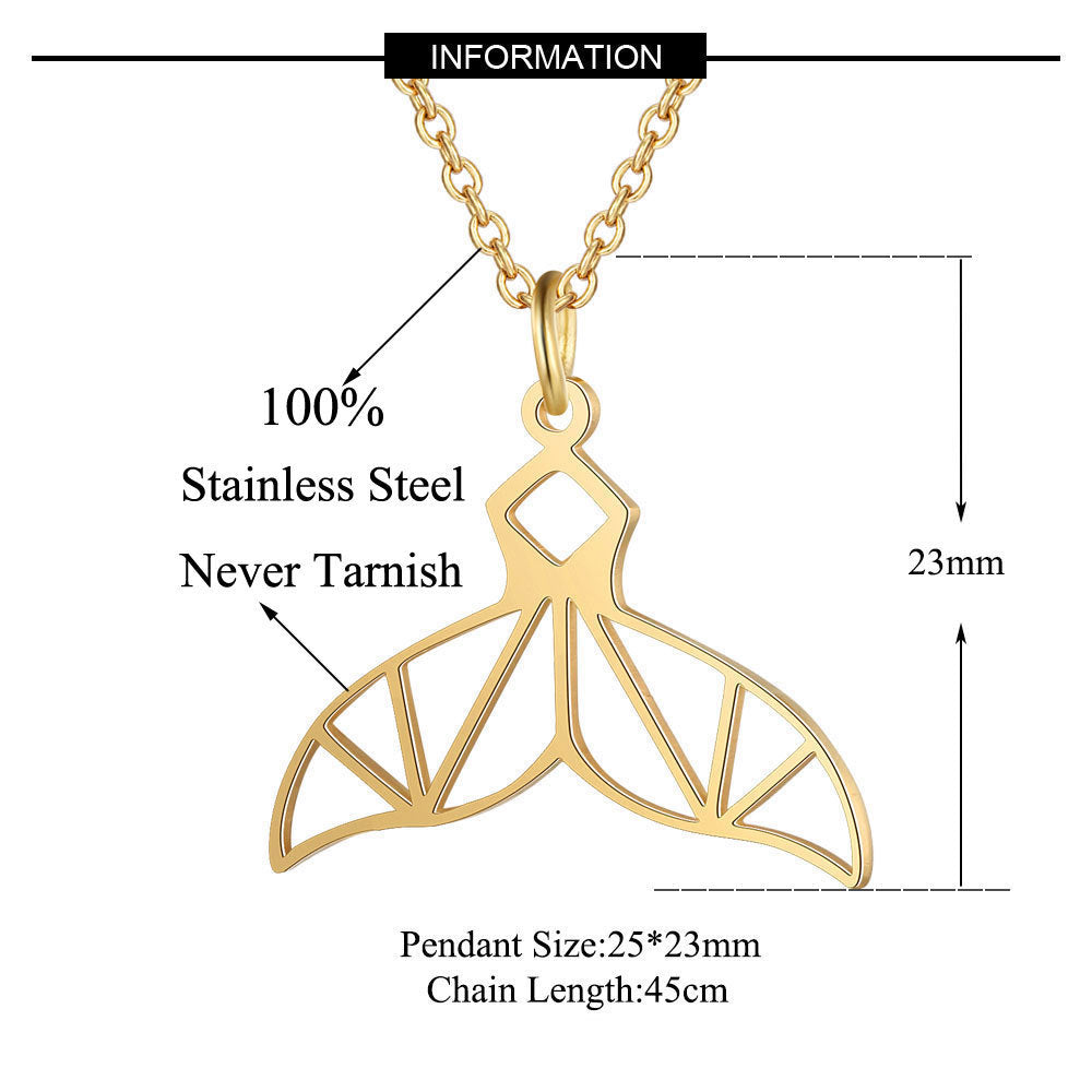 Stainless Steel Seahorse Dolphin Necklace Fashion Shell Conch Narwhal Jewelry