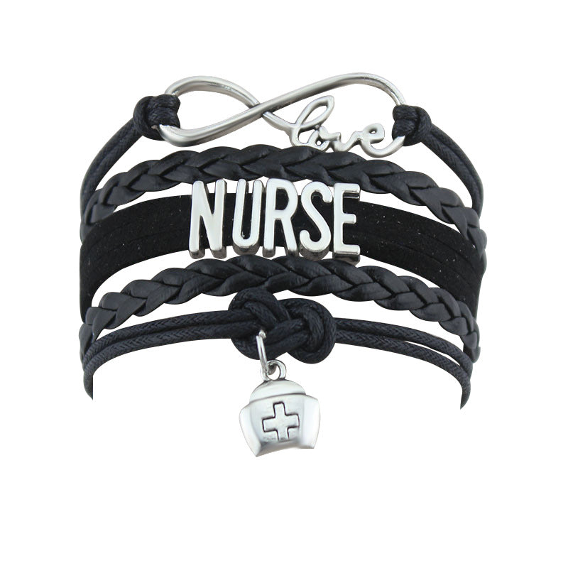 Alloy dog paw pendant braided bracelet
