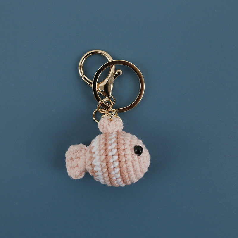 Creative Hand Crocheted Clownfish Pendant Keychain