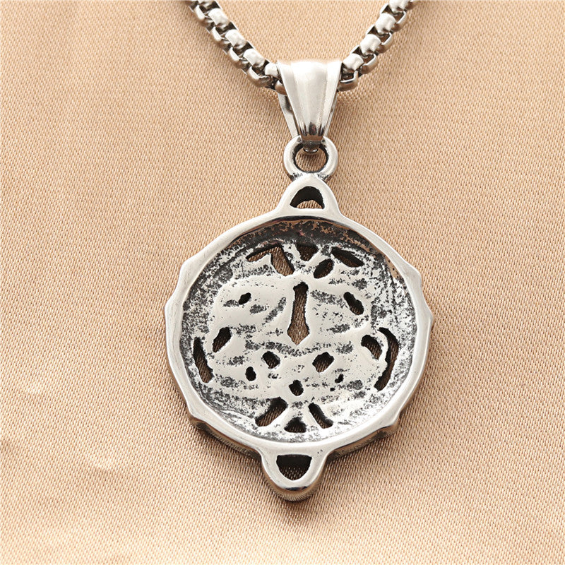 European And American Jewelry Titanium Steel Double Headed Divine Dragon Pendant