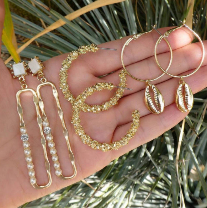 Alloy Shell Earring Contracted Shell Combination 3 Pieces Set