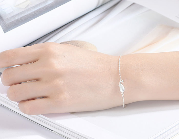 Whale sterling silver bracelet female Korean version of the simple birthday gift 925 bracelet