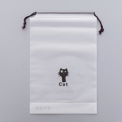 Cartoon black cat drawstring storage bag