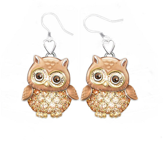 Two-tone owl bee necklace earring set
