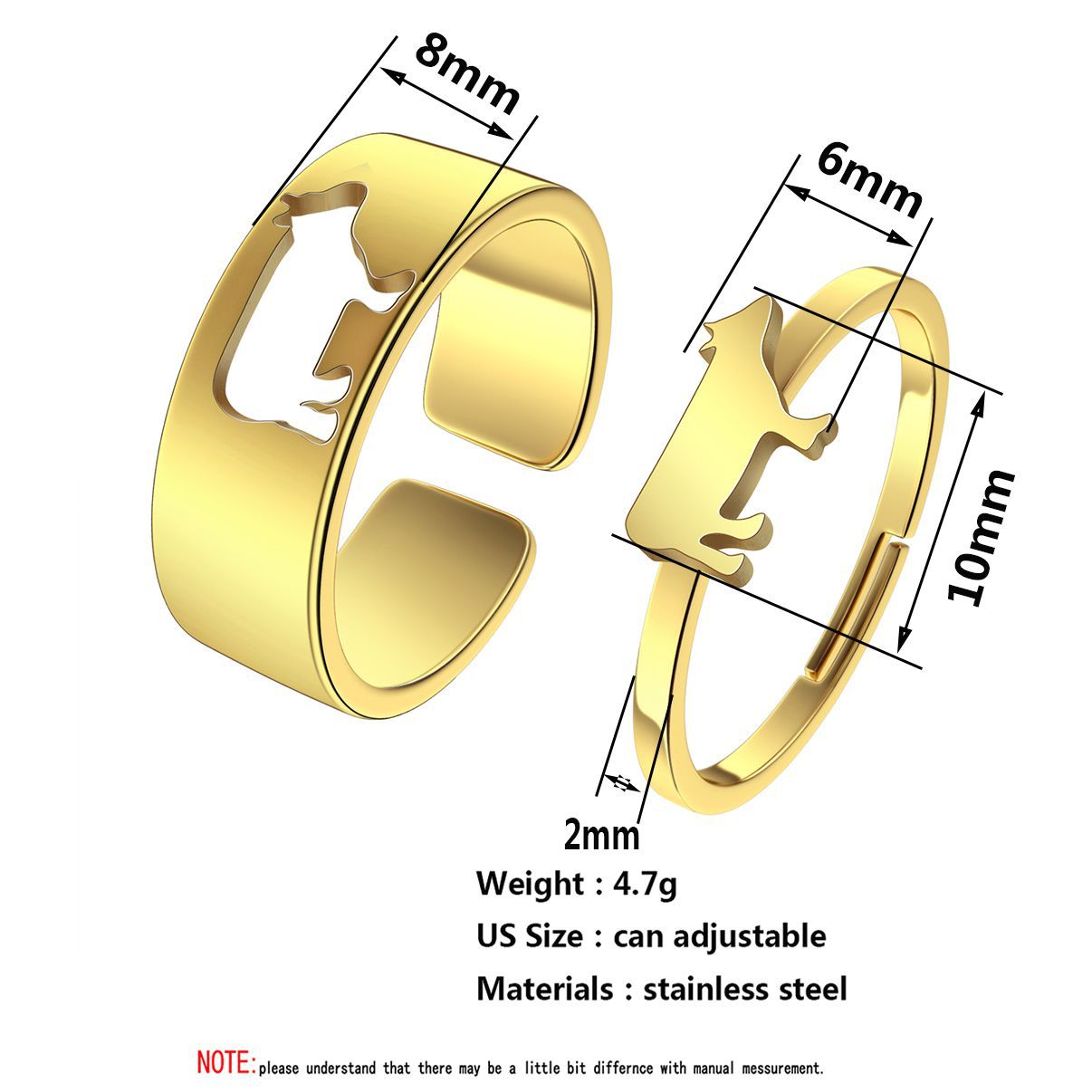Gold Animal Cow Couple Ring Best Gift