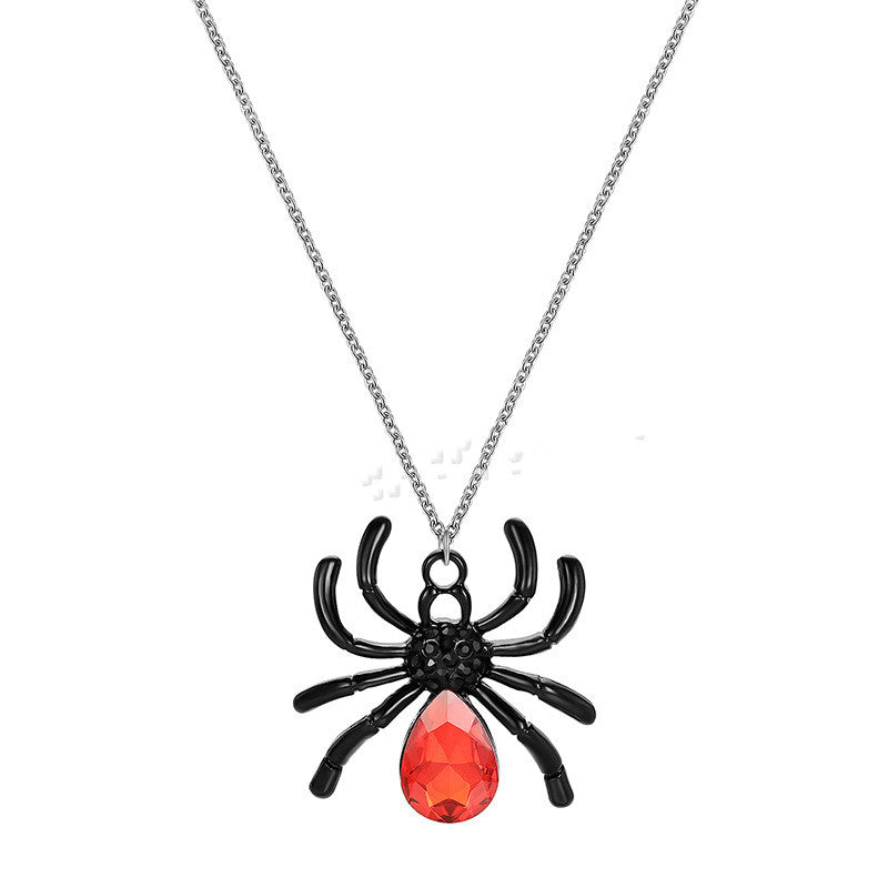 Spider Necklace Ring Live Earring Set