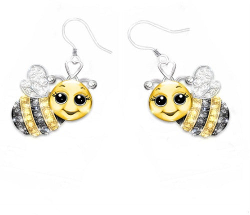Two-tone owl bee necklace earring set