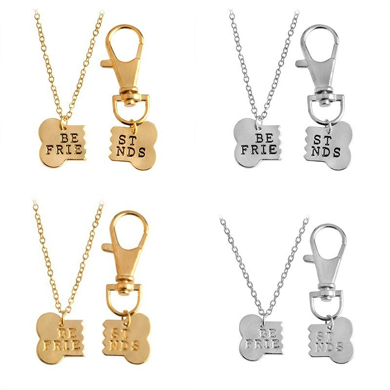 Best Friends Pendant Necklace And Keychain