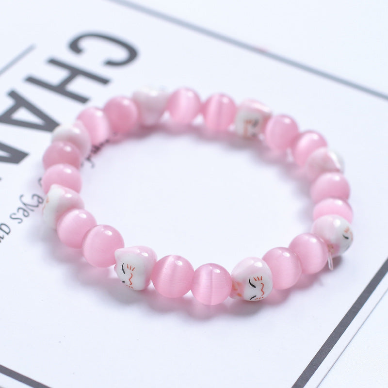 Colorful Lucky Cat Beaded Bracelet