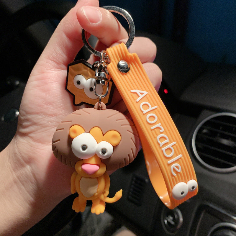 new ugly cute big eye bull keychain cute elephant key chain silicone cartoon animal keyring bag pendant pendant