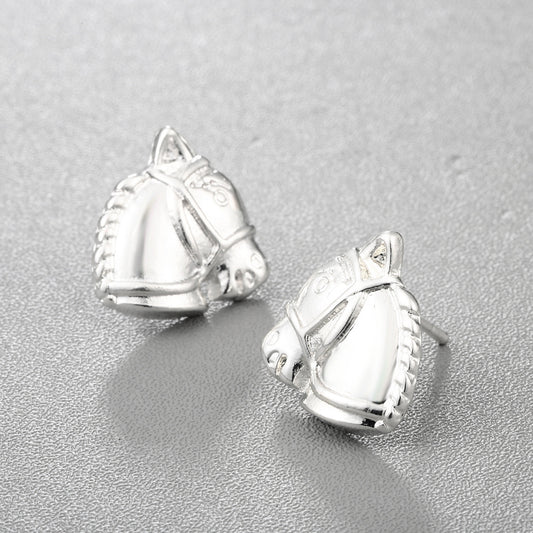 Mini horse head alloy earrings