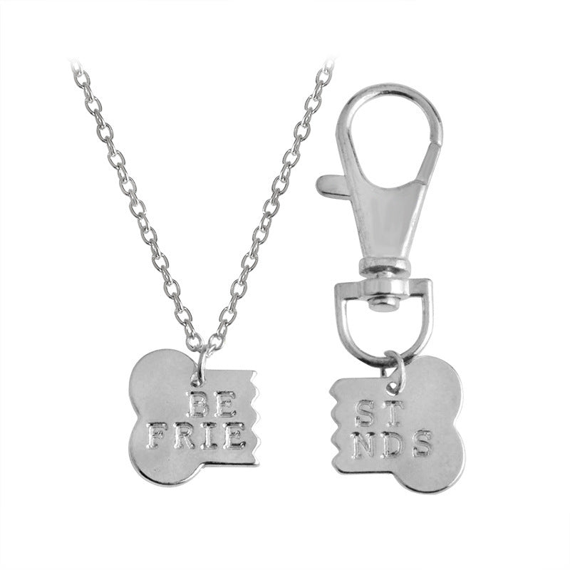 Best Friends Pendant Necklace And Keychain