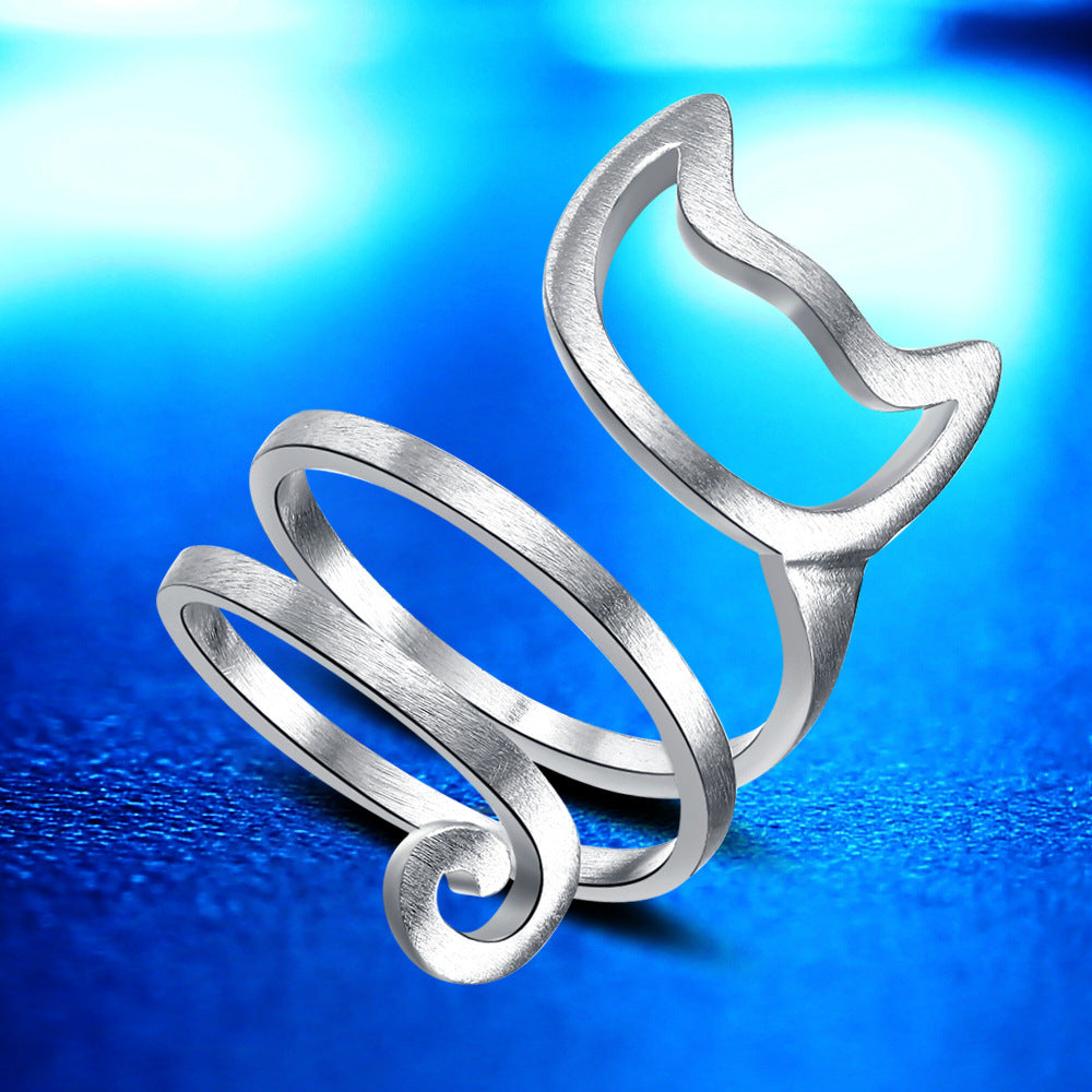 Fashion Cat Ring Matte Kitten Cat Wrap Animal Finger Ring For Young Girl Women Adjustable Ring