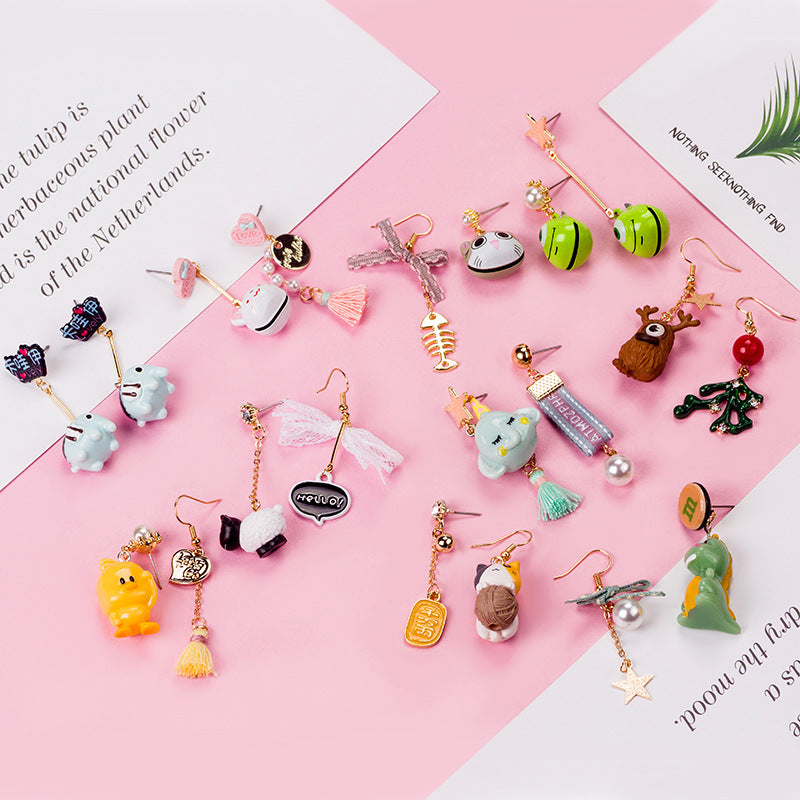 Handmade Acrylic Children'S Fun Animal Long Earrings
