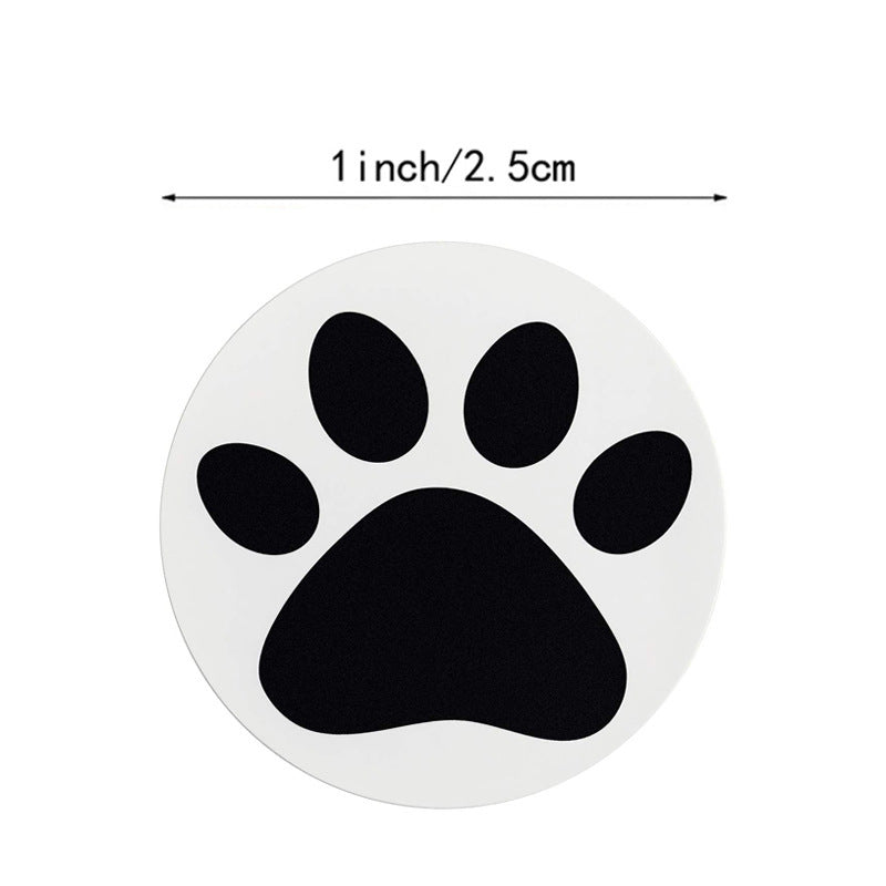 Black round bear paw dog paw print sticker sticker