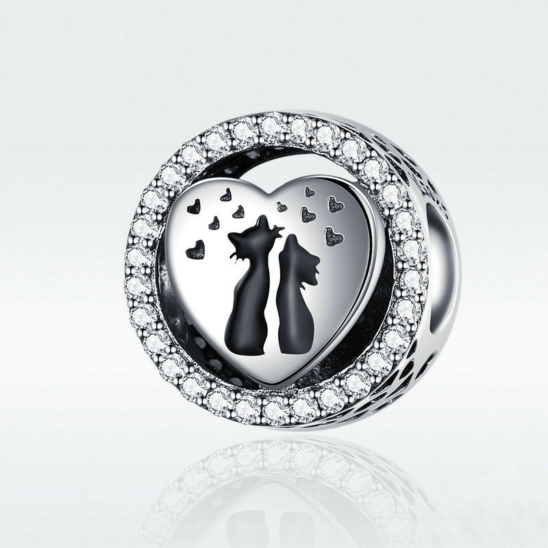DIY Bracelet Beaded S925 Sterling Silver Cat Love Charm