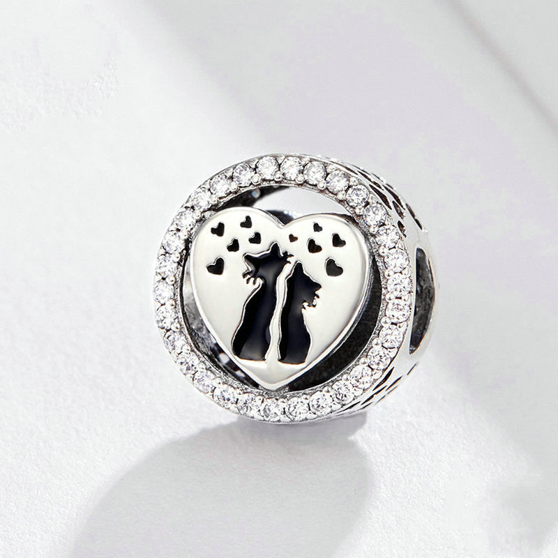 DIY Bracelet Beaded S925 Sterling Silver Cat Love Charm