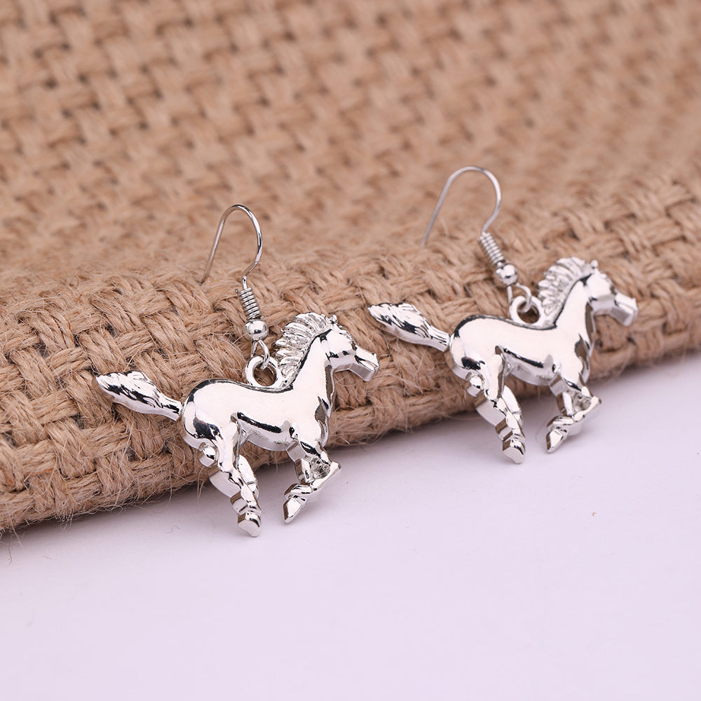 Little Cute Alloy Jewelry Zodiac Animal Horse Earrings